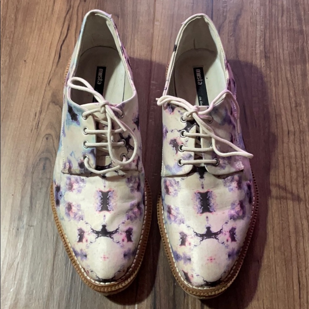 Miista Zoe tie dye satin lace up boots size 38